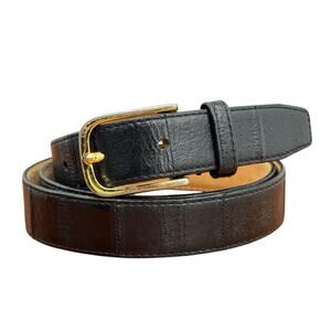 Neil Martin EEL Skin Belt Men SZ 35 Black Classic Minimalist Chic Office Leather